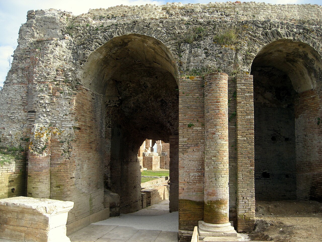 Roman odeon of Nicopolis in warm evening light