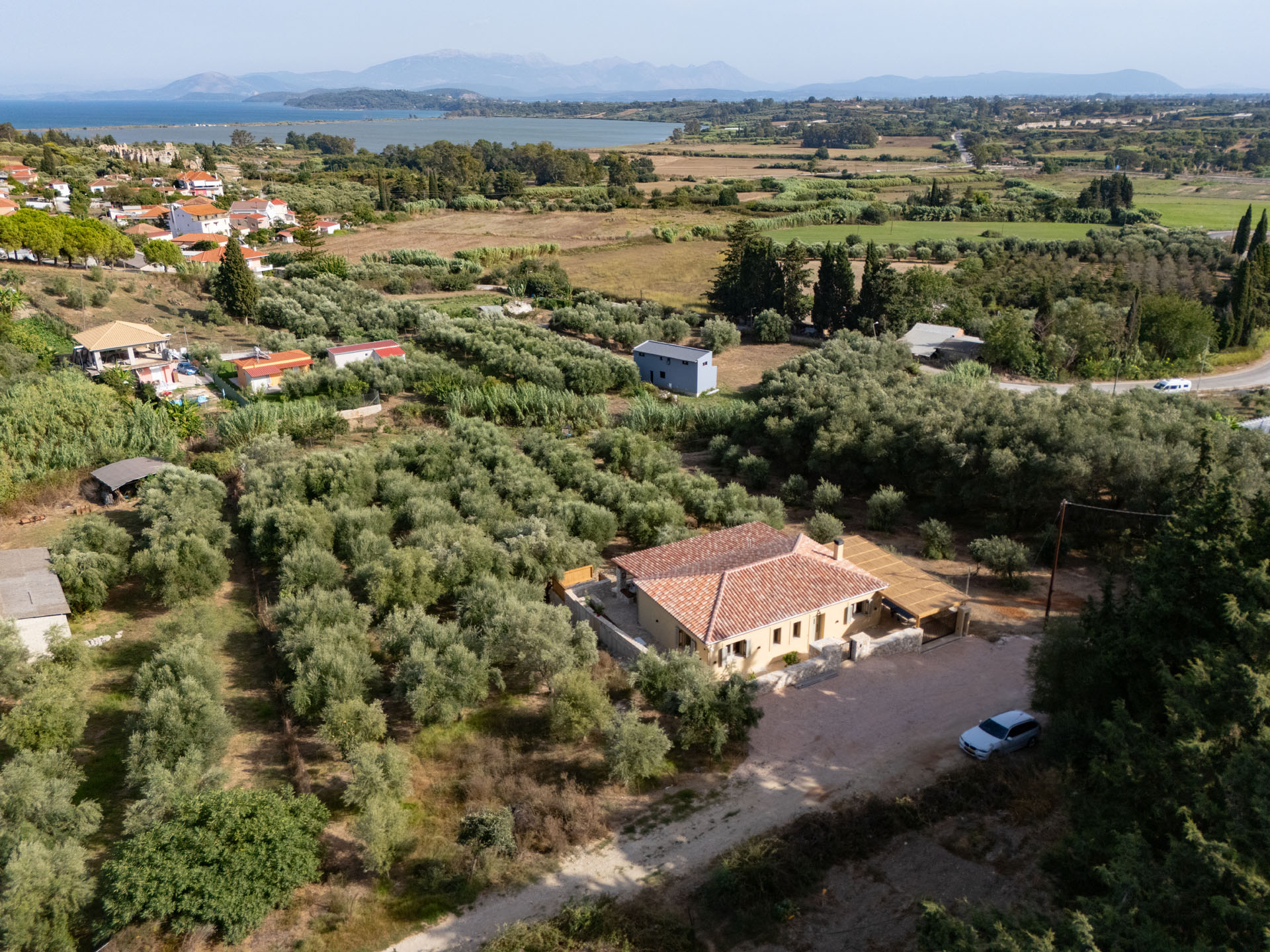 Olive groves and the Ambracian Gulf from above